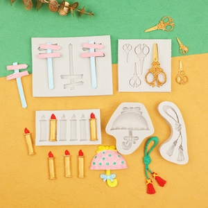 Silicone DIY molds for scissors, umbrella, and signpost fondant cake decorations