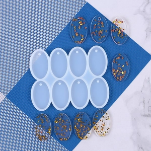 Detailed view of 8-hole oval silicone mold for resin earrings and pendant crafts