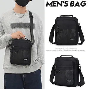 Men Crossbody Bag Waterproof Nylon Camouflage Patchwork Multi-compartment Large Capacity Shoulder Bag Outdoor Messenger