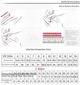 Size guide for stainless steel rings with measurement steps for US and HK sizes