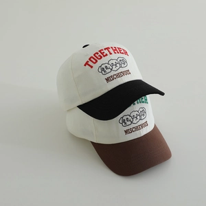 Kids baseball cap featuring Together cartoon puppy embroidery and stylish contrast visor