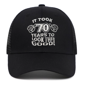 70th Birthday Gift Baseball Cap Cotton Embroidered Trucker Hat Mesh Breathable Adjustable Outdoor Sunshade For Men Women