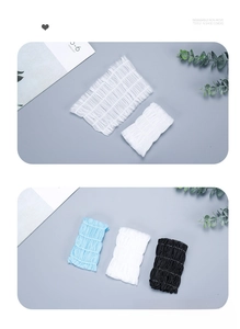 Detailed view of thick non-woven disposable shoe covers in white blue and black colors