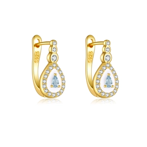 Elegant S925 sterling silver drop earrings with blue gemstones and white enamel details