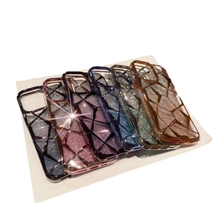 Electroplated glitter phone cases with geometric diamond patterns for iPhone 16 Pro Max