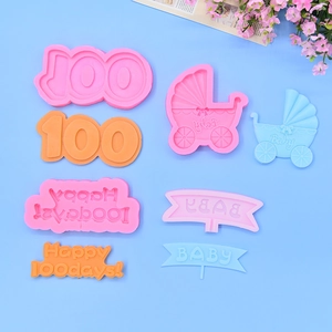 Stampo in silicone per fondente con carrozzina e tema 100 giorni per decorazioni