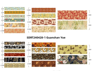 Size chart for Jinxiu Shanhe washi tape set featuring four widths and traditional patterns