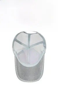 Detail of light grey breathable mesh baseball cap with cooling fabric for men