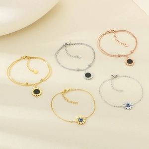 Bracelets tournesol minimalistes en acier inoxydable, design multicouche doré et argenté