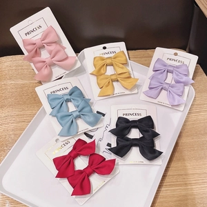 Set di fermagli per capelli con fiocchi di raso per bambine in sei colori vivaci su schede