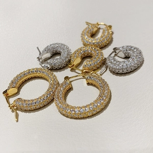 Orecchini A Cerchio In Rame Con Zirconi Forma A U Retro Geometrico Gioielli Di Moda Per Donna