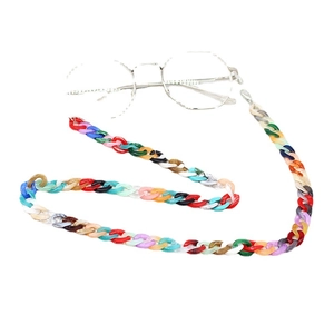 Colorful acrylic multi-purpose chain with non-slip metal clips for glasses and masks