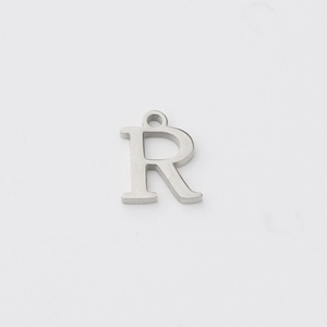 Polished stainless steel letter R pendant with mirror finish for DIY necklace jewelry