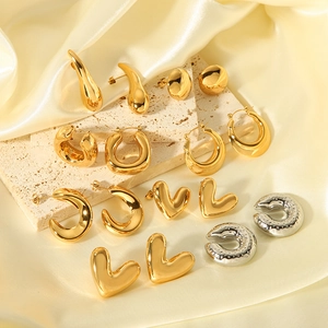 Fashion Stud Earrings 304 Stainless Steel 18K Gold Plated High Polish Waterproof Hypoallergenic Jewelry For Women