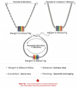 Detailed size guide for colorful enamel stainless steel chain necklaces and bracelet