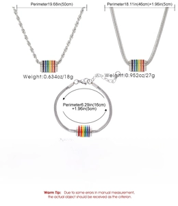 Detailed size guide for colorful enamel stainless steel chain necklaces and bracelet