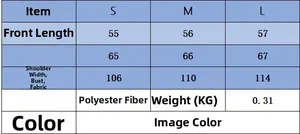 Size chart for asymmetric striped top including length, shoulder, and bust measurements