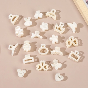 Mini Artificial Pearl Hair Claw Clips Small Elegant Hairpins Bow Heart Flower Butterfly Shapes For Women Girls Korean Ins Style