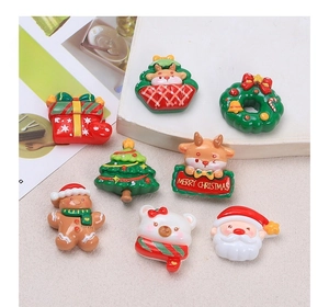 Detailed set of 8 Christmas resin charms including Santa, reindeer and gingerbread man