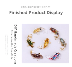 Micro koi fish resin ornaments with gold leaf and crystals in a circular display