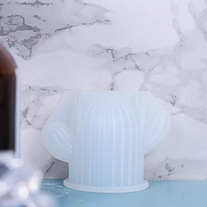 Detailed view of a cactus-shaped silicone mold for DIY candles and handmade soaps