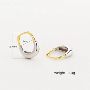 Orecchini a cerchio bicolore in argento S925 a forma di U, dimensioni 15,7mm e 9mm
