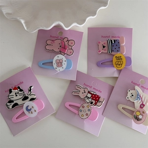 Détails de jolies barrettes chat et chien pour filles sur carte faite main