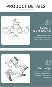 Detailansichten der Edelstahl-Keksausstecher, langlebiges Material und einteiliges Design.