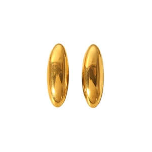 Chic 18K gold plated stainless steel oval hoop earrings with a sleek polished finish