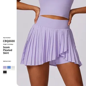 Jupe de Tennis Plissée à Taille Haute pour Femmes Jupe-Short de Sport Avec Short Intérieur et Poches Séchage Rapide