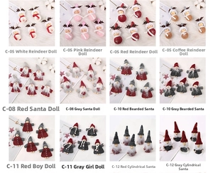 Collage of wool felt Christmas ornaments including reindeer dolls and Santa figurines