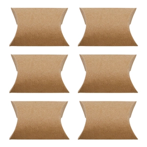 Kraft Paper Pillow Boxes DIY Candy Gift Packaging Cases For Wedding Party Favors With Hemp Rope Ribbons