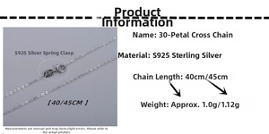 Détail du collier chaîne cruciforme en argent sterling S925 avec spécifications du fermoir.