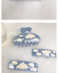 Blue sky and white cloud acetate hair claw clip and two rectangle hairpins set