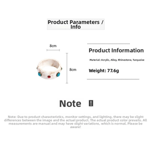 Detailed size specifications of the acrylic marble resin bangle with turquoise stones