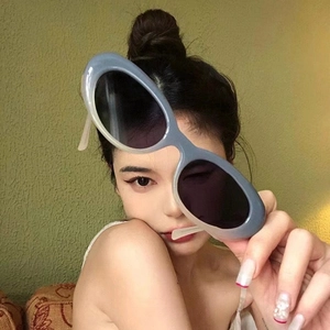 Retro Ovale Sonnenbrille Kunststoffrahmen UV400 Schutz Outdoor Mode Y2K Stil Damen Herren Universal