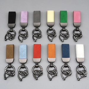 PU Leather Car Keychain With Zinc Alloy Buckle Anti-Lost D-Ring Key Ring Strap For Men Women Business Gift Car Accessory