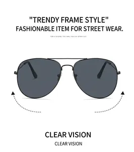 Classic aviator sunglasses with black metal frame and dark polarized lenses