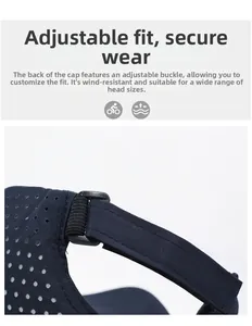 Close-up of mesh baseball cap with adjustable elastic buckle for outdoor sun protection