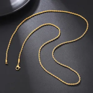 Detail of 18K gold-plated stainless steel twisted rope chain with secure lobster clasp