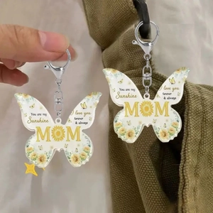 Sunflower butterfly acrylic keychain set with You are my Sunshine message for mothers