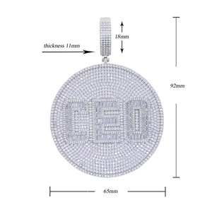 Detailed size parameters for silver CEO shield pendant with dimensions 65x92mm and 11mm thickness