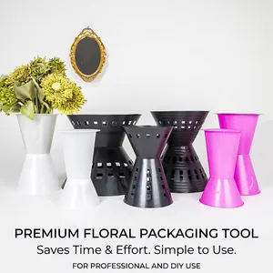 Bouquet Holder Stand Plastic Flower Wrapping Tool For Floral Arrangement Reusable Hollow Design Florist Multi Styles