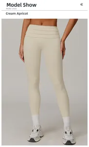 Legging de yoga taille haute abricot crème avec contrôle du ventre et coupe ajustée
