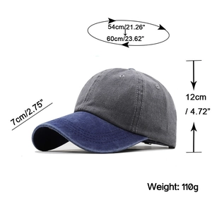 Adjustable washed cotton baseball cap with two-tone design and vintage distressed style