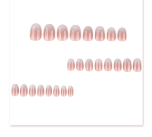 Flat lay of 24 pieces nude gradient French style short round press-on nails set