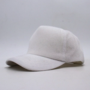 Winter white faux fur baseball cap for women with fluffy texture and stylish peak design