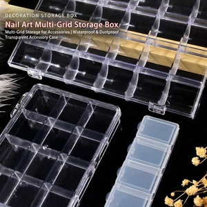 Transparent 12-grid nail art storage box with individual lids for jewelry and beads