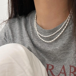 925 Sterling Silver Rice Freshwater Pearl Necklace Minimalist Elegant Choker For Women Ins Style Jewelry