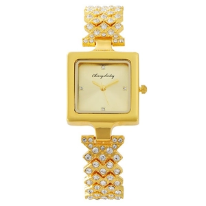 Fashion Women Quartz Wristwatch Luxury Rhinestone Inlaid Alloy Strap Elegant Square Dial Jewelry Buckle Analog Watch